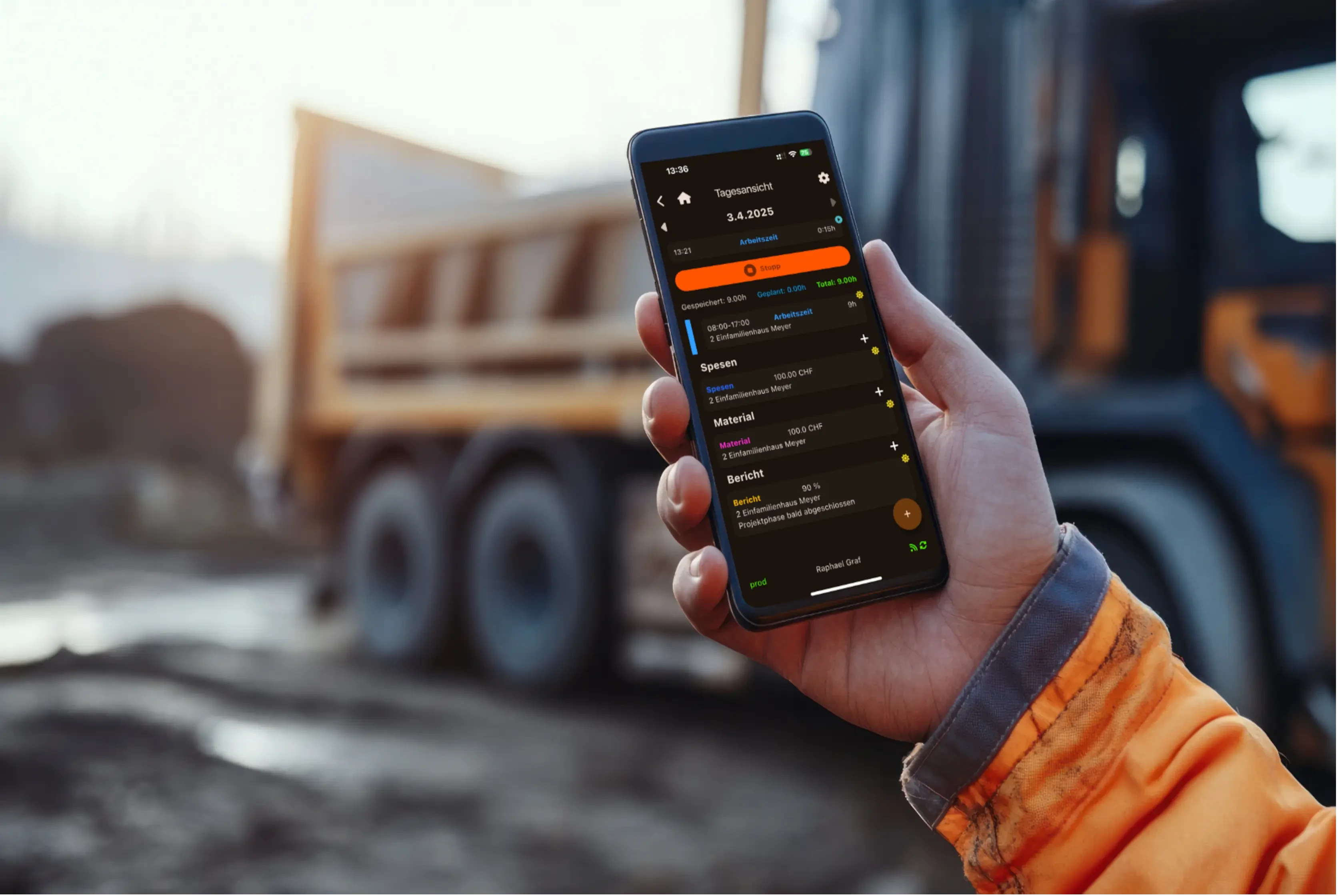 Smartphone mit Zeiterfassung
